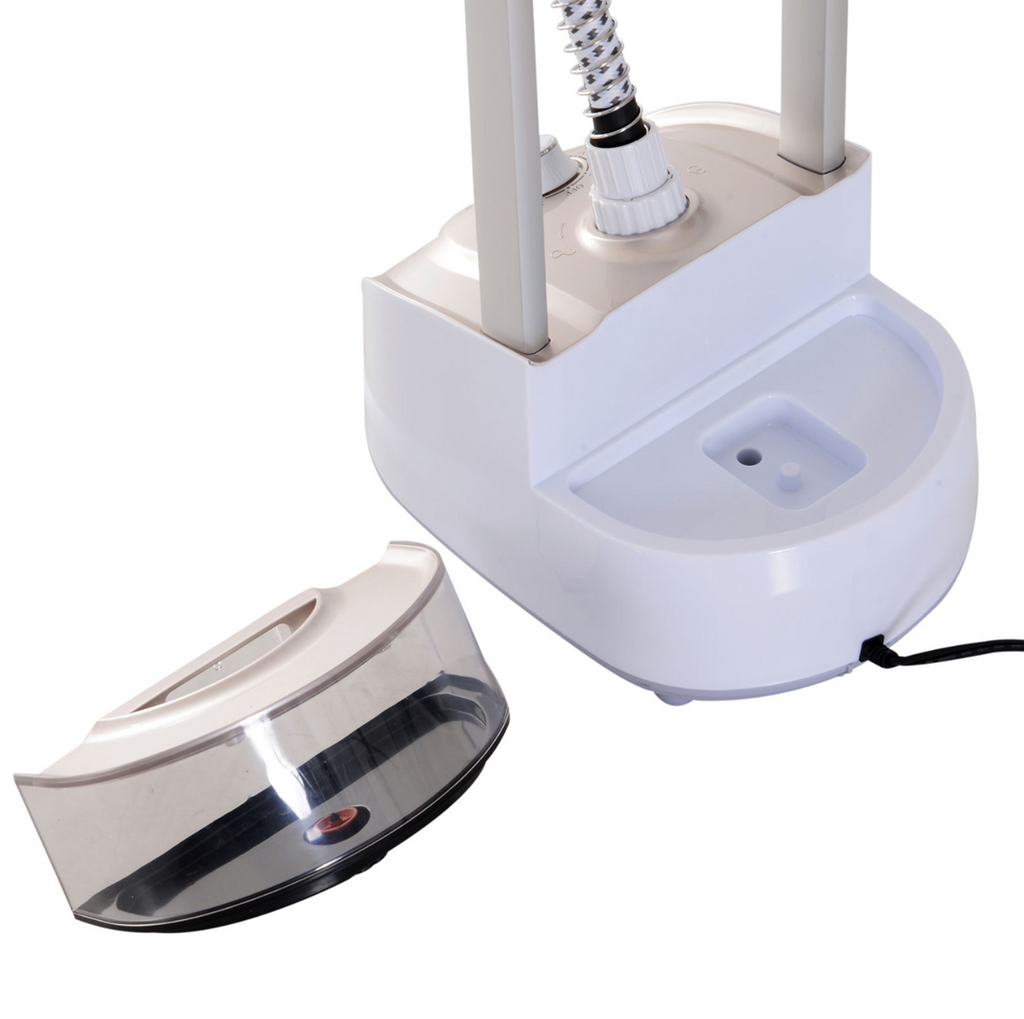 Garment steamer with 2 liter removable, drainable water tank