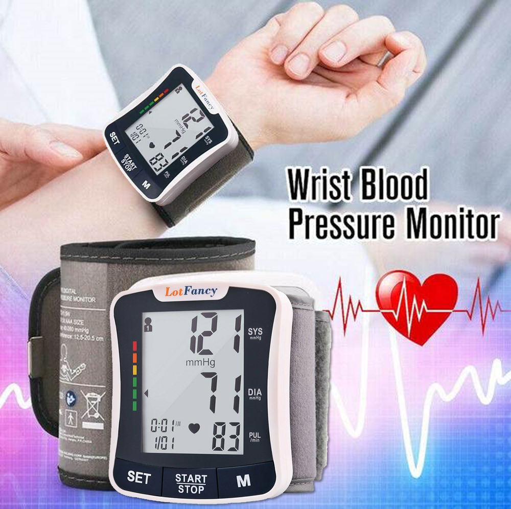 Automatic Digital Blood Pressure Monitor Wrist Cuff for Home Testing 180 memory capacity