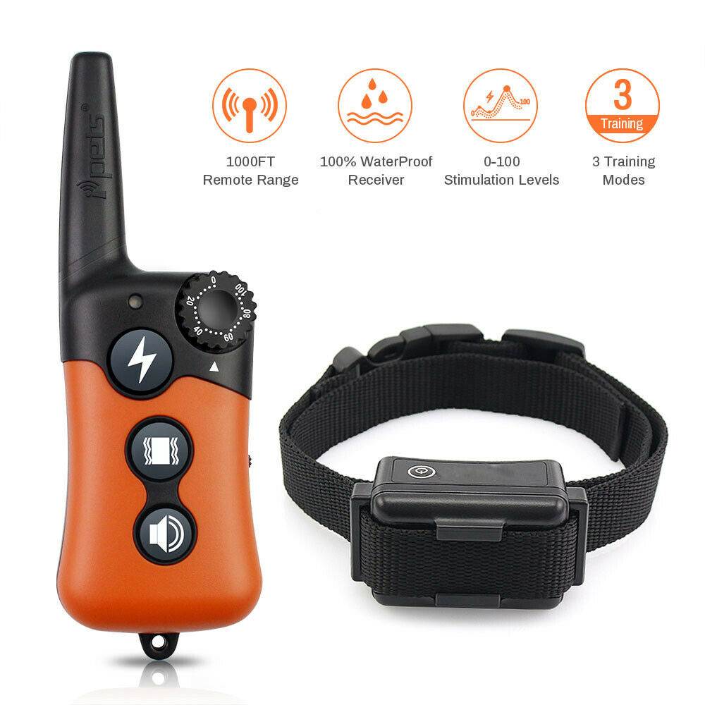Dog training collars with rechargeable remote transmitter works up to 1000 feet