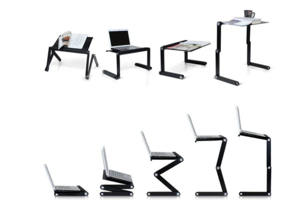 Height adjustable laptop desk with wide variety of positions to suit every need whether sitting or standing