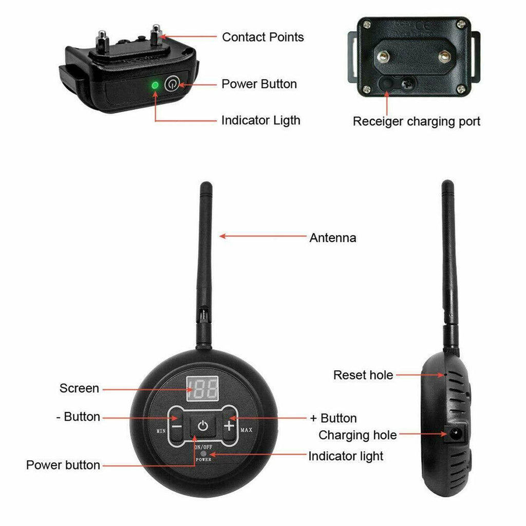 Wireless transmitter and dog collar with receiver are all you need to keep your dog inside the invisible fence