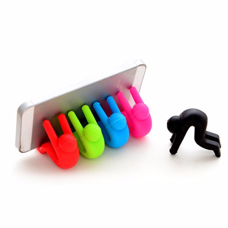 iphone holder - 5 silicon little people - red, green, blue, pink and black