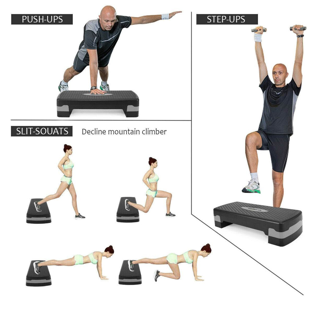 Workout step bench can be used for all exercise types push up, lunge and zumba