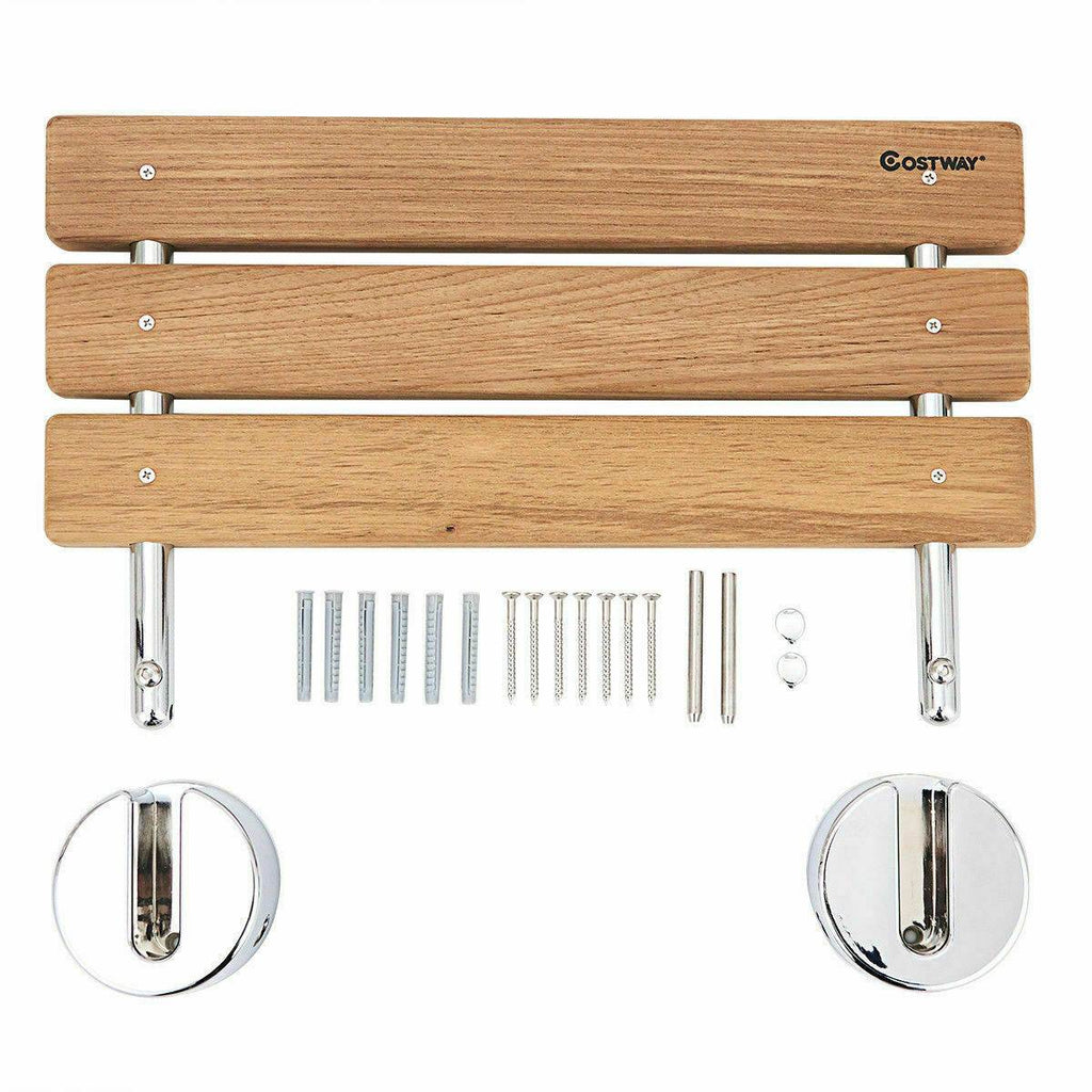 Wood shower bench for any bathroom or dressing room.  Easy install and folding
